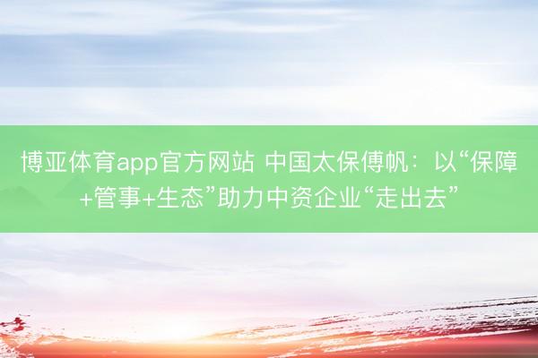 博亚体育app官方网站 中国太保傅帆：以“保障+管事+生态”助力中资企业“走出去”