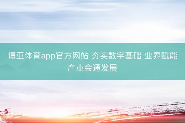 博亚体育app官方网站 夯实数字基础 业界赋能产业会通发展