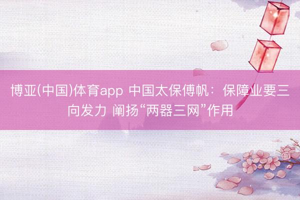 博亚(中国)体育app 中国太保傅帆：保障业要三向发力 阐扬“两器三网”作用