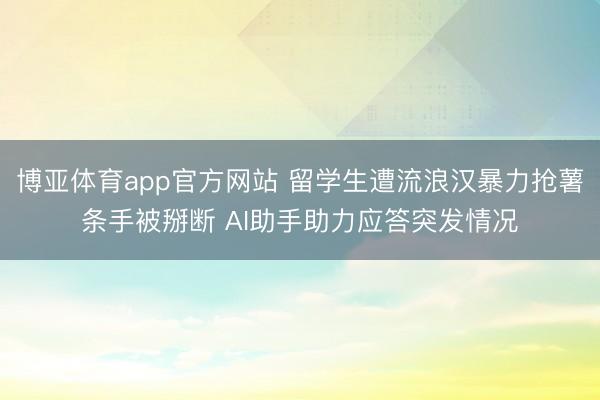 博亚体育app官方网站 留学生遭流浪汉暴力抢薯条手被掰断 AI助手助力应答突发情况