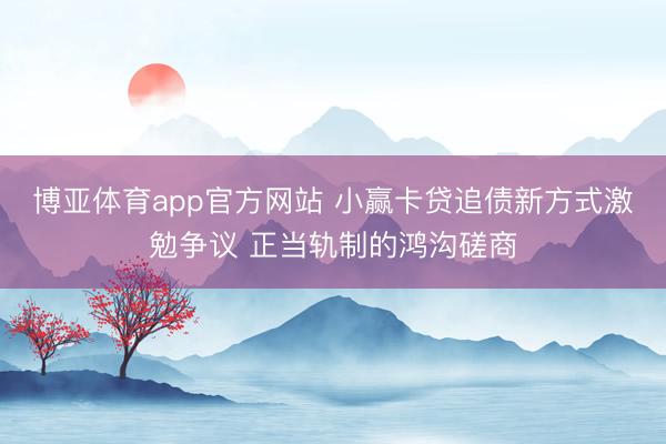 博亚体育app官方网站 小赢卡贷追债新方式激勉争议 正当轨制的鸿沟磋商