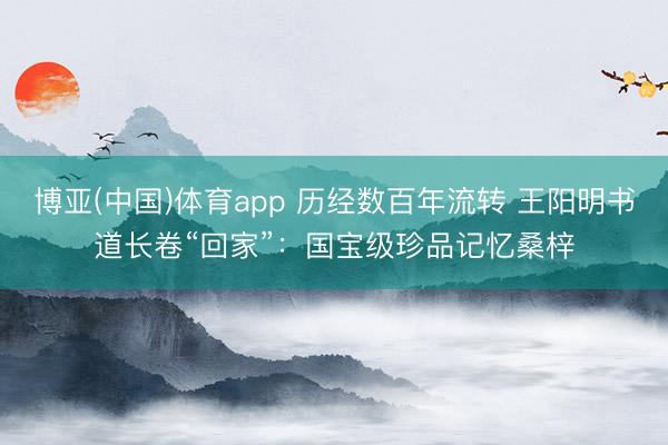 博亚(中国)体育app 历经数百年流转 王阳明书道长卷“回家”：国宝级珍品记忆桑梓