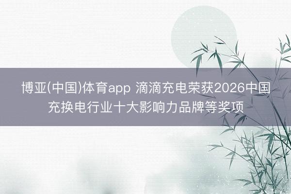 博亚(中国)体育app 滴滴充电荣获2026中国充换电行业十大影响力品牌等奖项