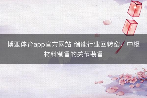 博亚体育app官方网站 储能行业回转窑：中枢材料制备的关节装备