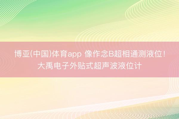 博亚(中国)体育app 像作念B超相通测液位！大禹电子外贴式超声波液位计