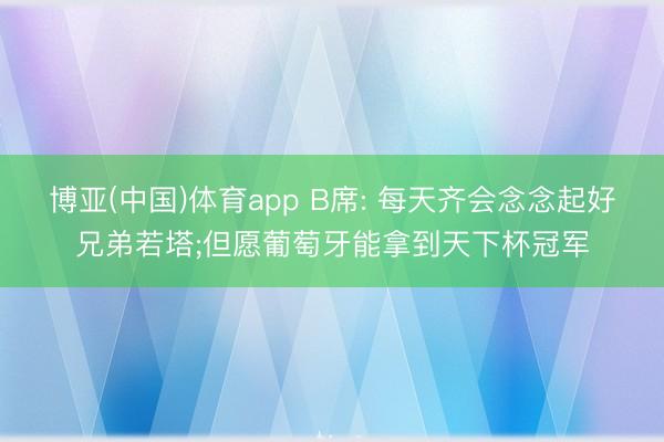 博亚(中国)体育app B席: 每天齐会念念起好兄弟若塔;但愿葡萄牙能拿到天下杯冠军