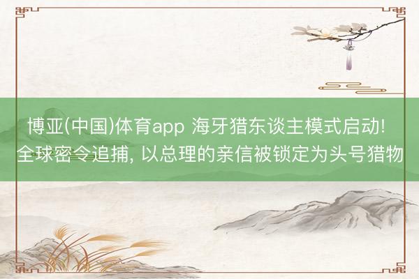 博亚(中国)体育app 海牙猎东谈主模式启动! 全球密令追捕， 以总理的亲信被锁定为头号猎物