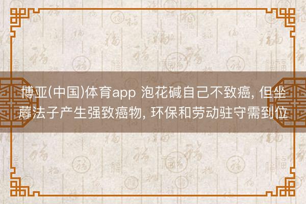博亚(中国)体育app 泡花碱自己不致癌， 但坐蓐法子产生强致癌物， 环保和劳动驻守需到位