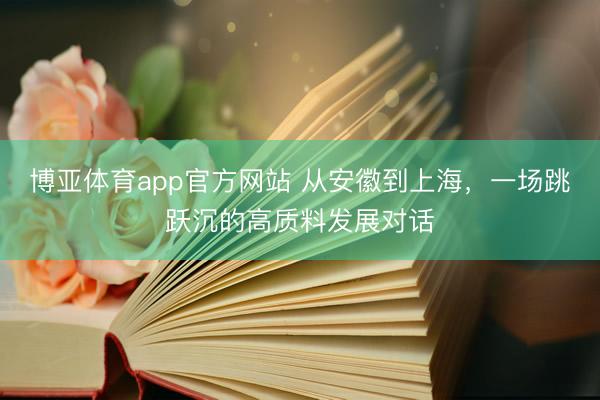 博亚体育app官方网站 从安徽到上海，一场跳跃沉的高质料发展对话