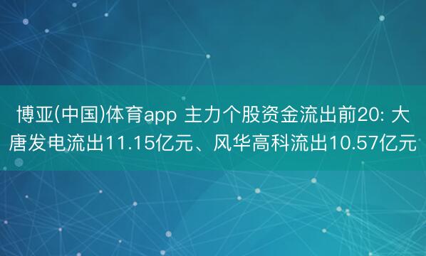 博亚(中国)体育app 主力个股资金流出前20: 大唐发电流出11.15亿元、风华高科流出10.57亿元