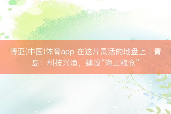博亚(中国)体育app 在这片灵活的地盘上｜青岛：科技兴渔，建设“海上粮仓”